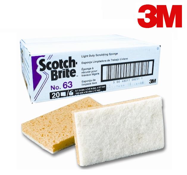 3M Light Duty Scouring Sponge 3.6″ X 6.1″, Cellulose Sponge With Soft Scouring Pad