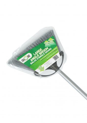 10" angle broom head with medium bristles and white 54" metal handle