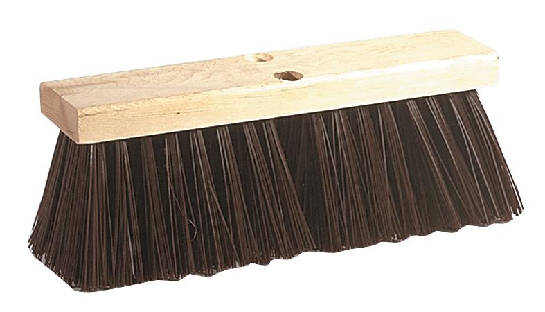 14″ Street Broom With Wooden Block And No Handle, Resistant To Solvents And Grease, Firm Sweep