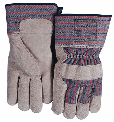 Working gloves with leather palm and fingers