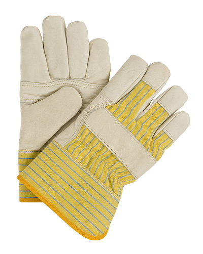 Robust Working Gloves With Doubled Leather Palm And Fingers