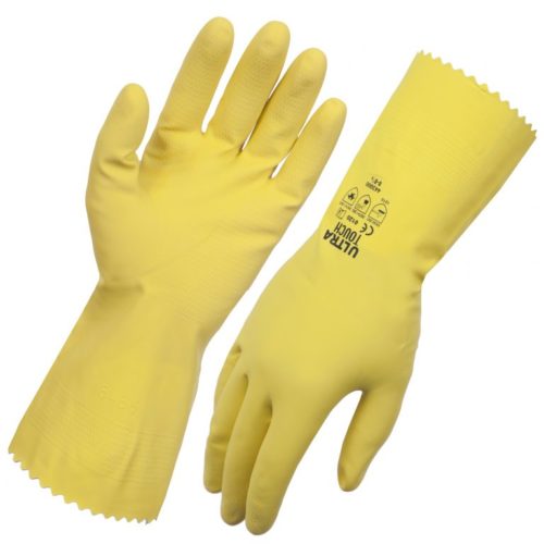 Yellow latex gloves, individually wrapped - x-large