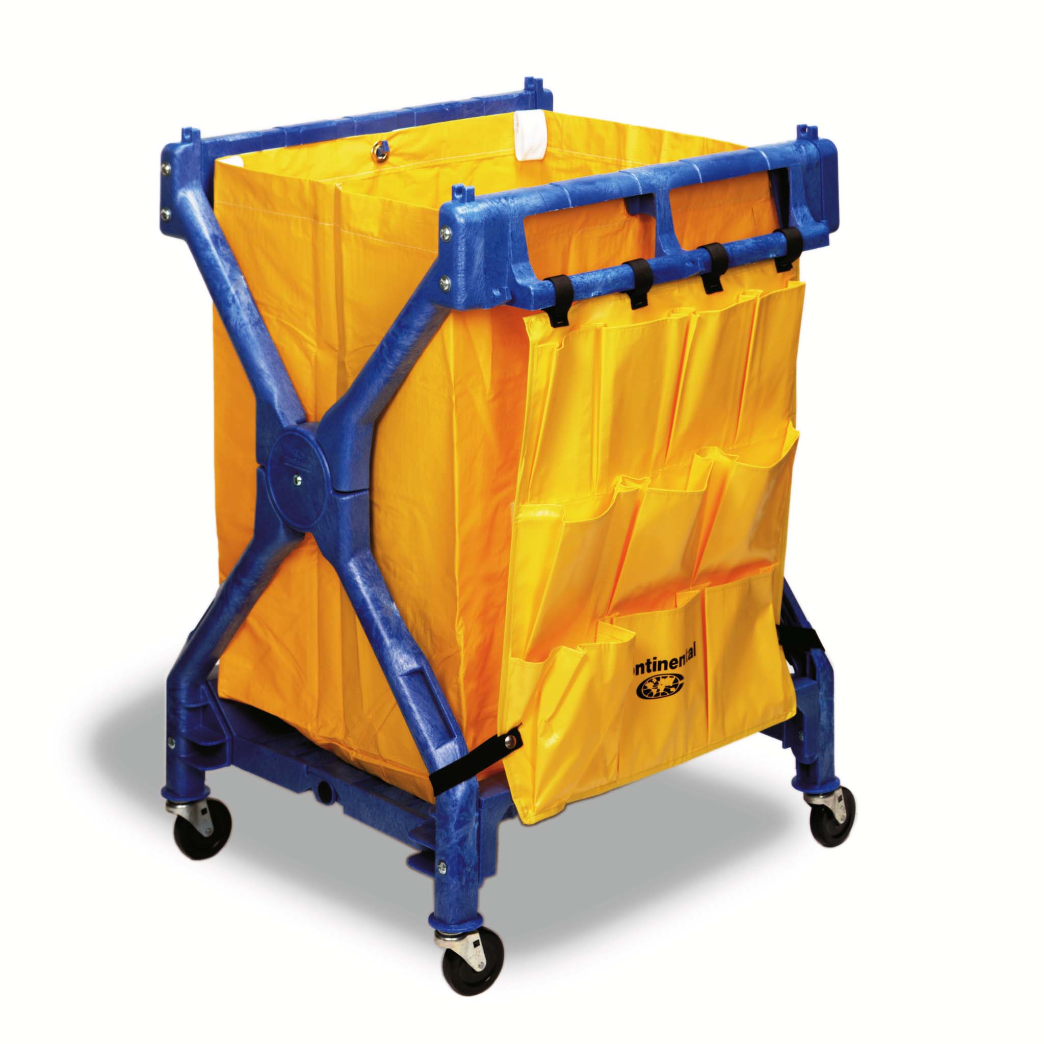 Robust Folding Cleaning Cart (37.5″ X 28″ X 36.2″) For Collecting Trash Or Linens, Blue