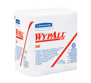 KIMBERLY CLARK – Chiffons Essuie-tout Renforcés Jetables « WYPALL – X80″ Pour Nettoyage Profond – 12.5″ X 13 » (paquet) Plié En 4, Blanc (#41026)