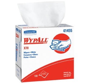 KIMBERLY CLARK – All-purpose Reinforced Disposable “WYPALL – X70″ Wiper Cloths For Heavy Cleaning – 9.1″ X 16.8” (box), White (#41455)