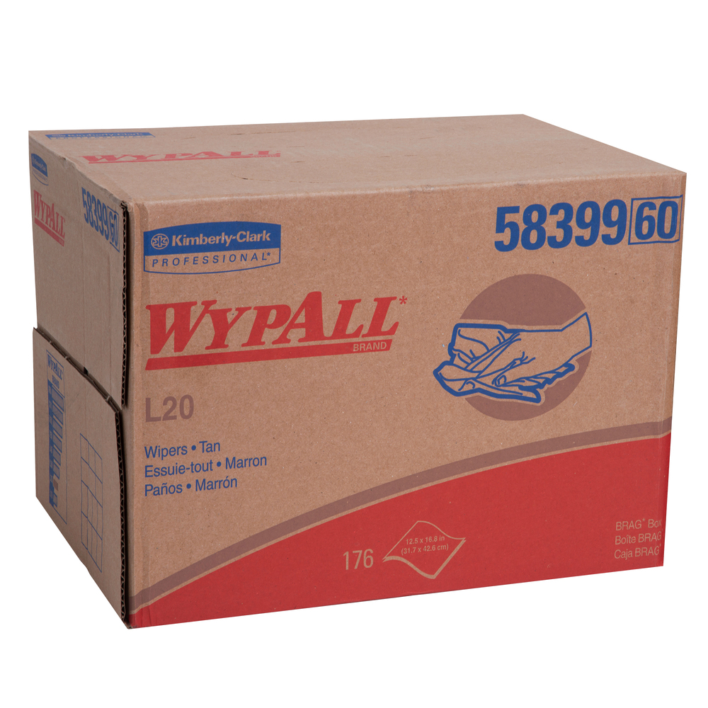 KIMBERLY CLARK – All-purpose Disposable “WYPALL – L20″ Wiper Cloths For Light Cleaning – 12.5″ X 13” (pack), Brown (#47000)