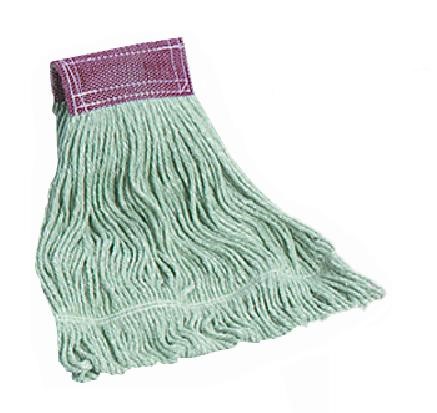 MEDIUM Flat Synthetic Mop Head With Looped Ends, Large Band, Green