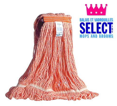 MEDIUM Flat Synthetic Mop Head With Looped Ends, Narrow Band, Orange