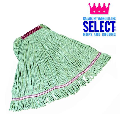 MEDIUM Flat Synthetic Mop Head With Looped Ends, Narrow Band, Green