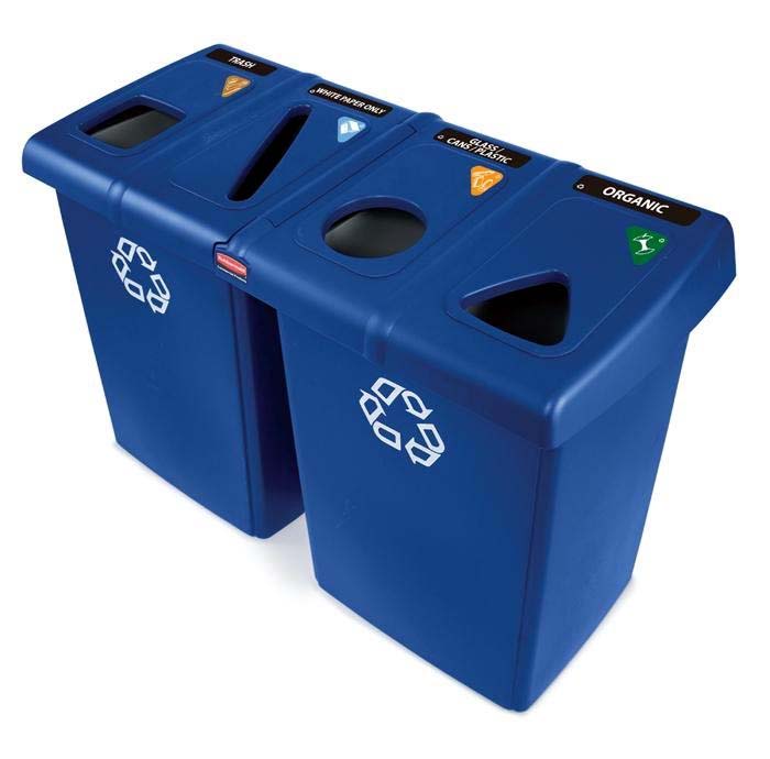 Station De Recyclage (53″ X 24″ X 35Â½ ») Capacité 92 Gallons (348.3 Lt), Avec Logo Recyclage – Bleu