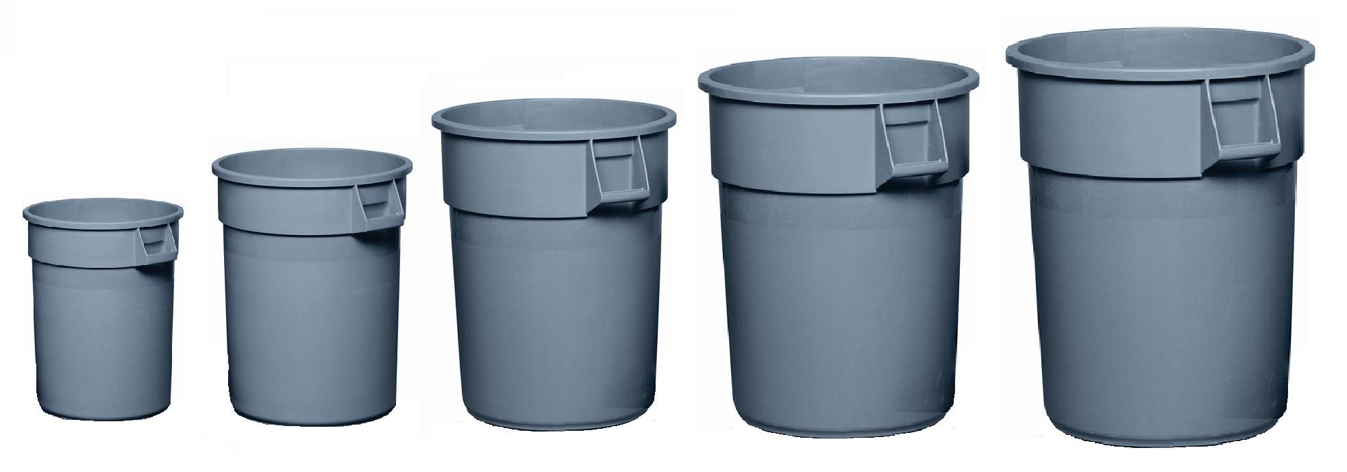 Round Container (15½ X 17¼”h) Capacity 10 Gallons (37.9 Lt), For Bags (26″ X 36″) – Grey