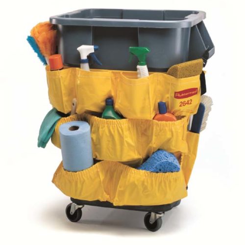 PVC Utility bag with multiple compartments for round containers, yellow