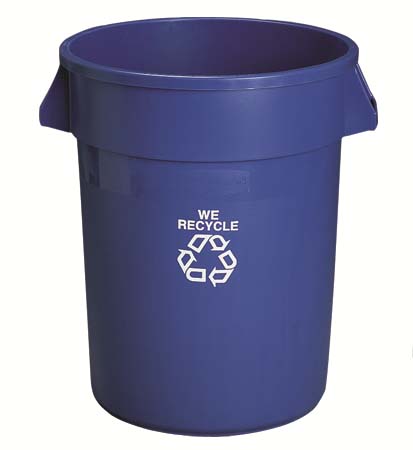 Round Container (24 X 31½”h) Capacity 44 Gallons (166.5 Lt), For Bags (35″ X 50″) – Blue With Recycling Logo