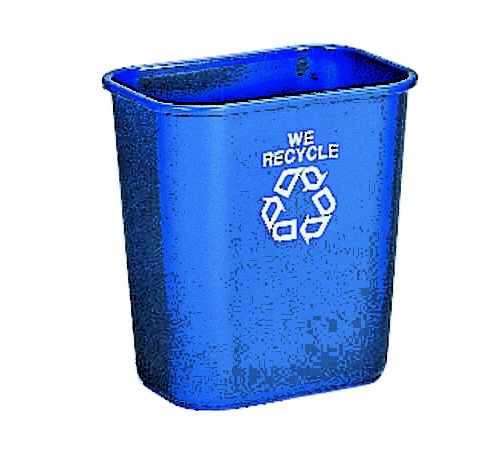 Waste basket (11⅜" x 8¼" x 12⅛") capacity 13 ptes, for bags (22" x 24"), with recycle logo - blue