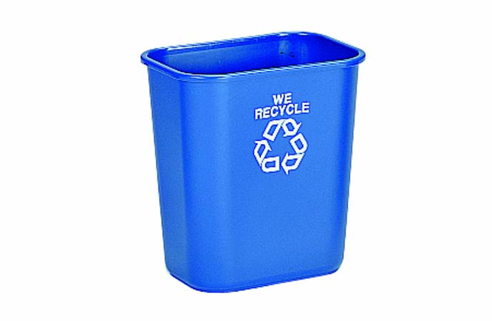 Waste Basket (14⅜” X 10¼” X 15″) Capacity 28 Ptes, For Bags (26″ X 36″), With Recycle Logo – Blue