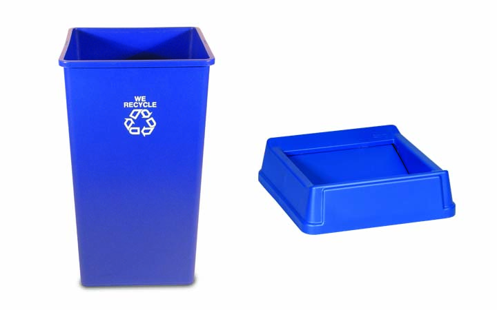 “UNTOUCHABLE” Square Container (19½” X 19½” X 27½”) Capacity 132.5 Lt, Blue With Recycling Logo