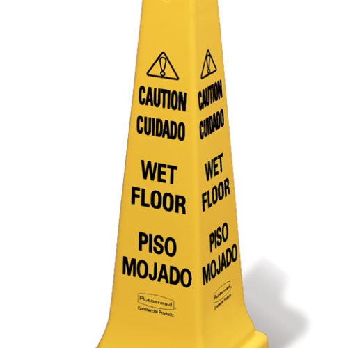 Safety cone - "Plancher mouillé / Wet Floor" 12¼" x 12¼" x 36"h