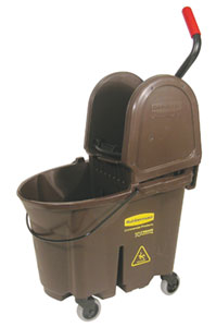 Mopping Combo – RUBBERMAID – Bucket (26-35 Qts) With Downward Wringer (12-32 Oz), Brown