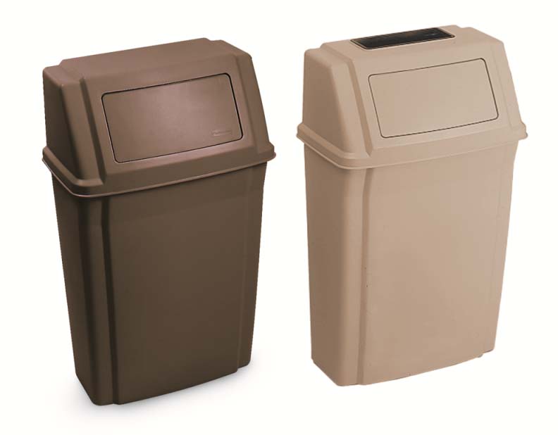 Wall Mounted Receptacle (19½” X 11¾” X 32½”) Capacity 15 Gallons (56.8 Lt), Brown-beige