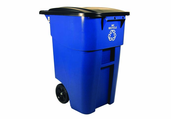 “RUBBERMAID” Roll-Out Container (23⅝” X 23⅝” X 38¾”h) Capacity 50 Gallons (189.3 Lt), Blue With Recycling Logo