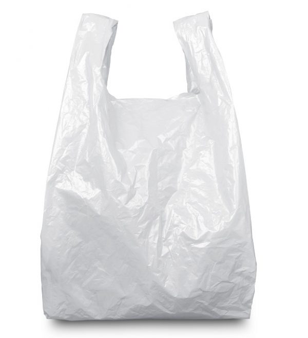 Plastic Grocery Bags With Looped Handles – (S5) 12″ X 7″ X 22″, White