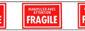 Ruban de poly-pro 2" (48mm) x 66m, imprimé en français "FRAGILE".