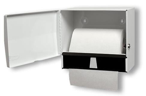 Universal Hand Paper Dispenser For 8″-10″ Rolls And Single Fold Towels With Lock, White Epoxy