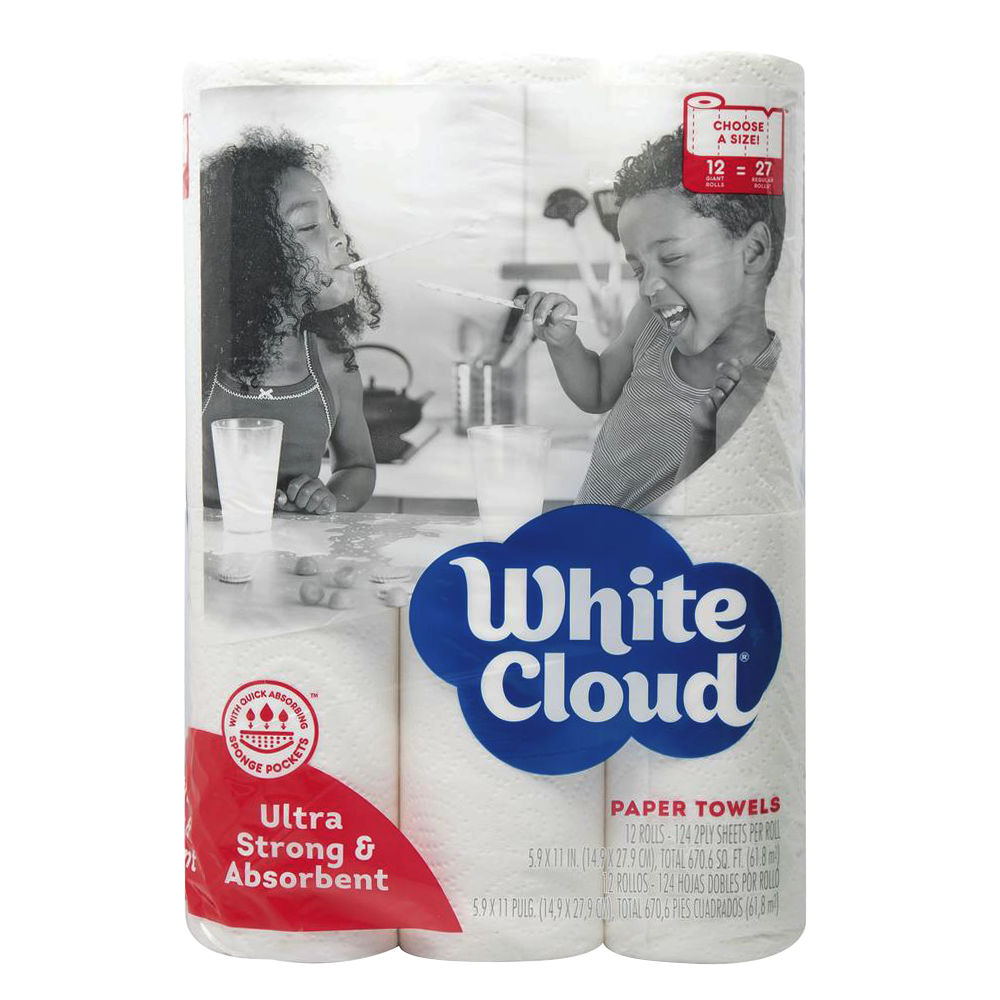 ESSUIE-TOUT White Cloud - Ultra Fort Et Absorbant, 12 Rouleaux - 124 Feuilles 2-plis